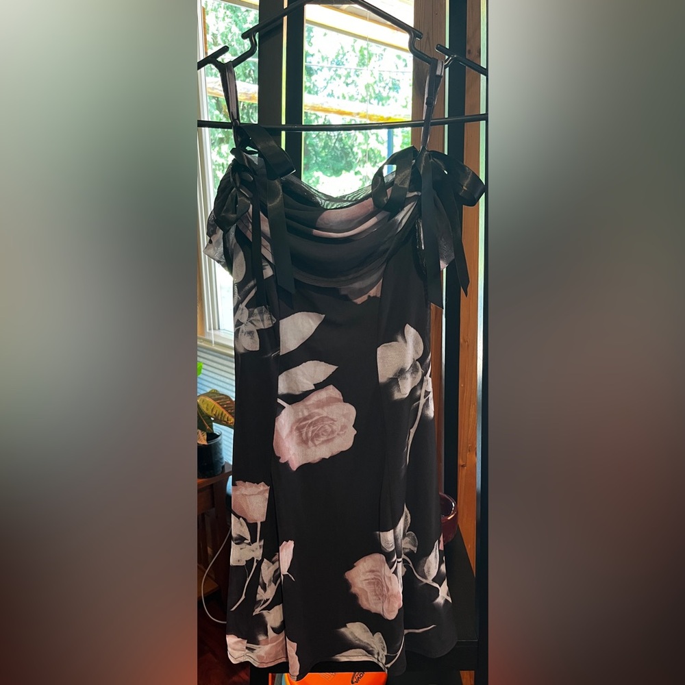 Kimchi Blue Black and Pink Floral Mini Dress